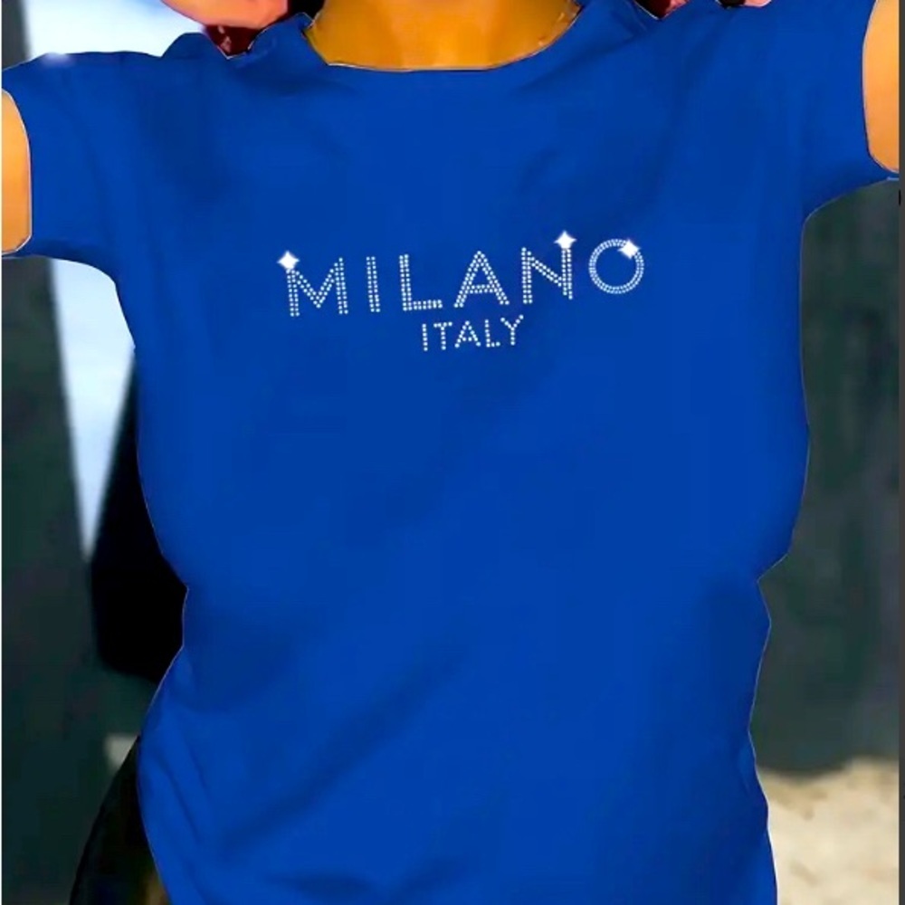 T-SHIRT: Black Sparkle Print w/Short Sleeve, NIP - Picture 7 of 12
